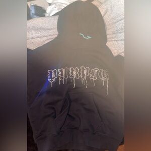 Black Hooded Sweatshirt with Graphic Design